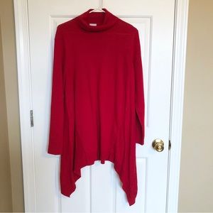 Chico’s Handkerchief Hem Turtleneck Tunic Women’s Size 2 Or Large Red